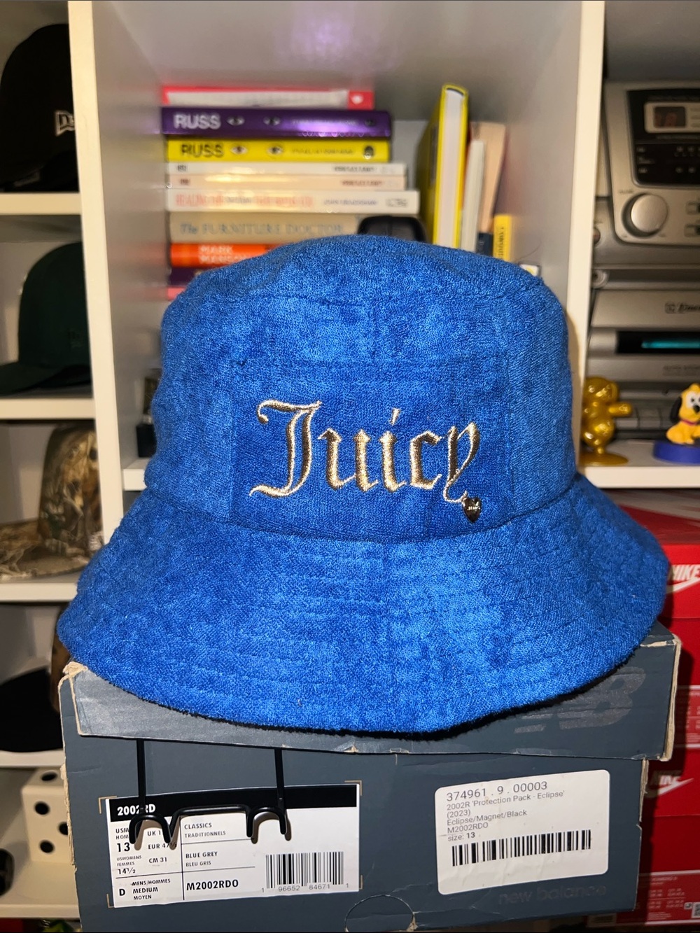 Juicy Couture Royal Blue Terry Bucket Hat with Gold Logo